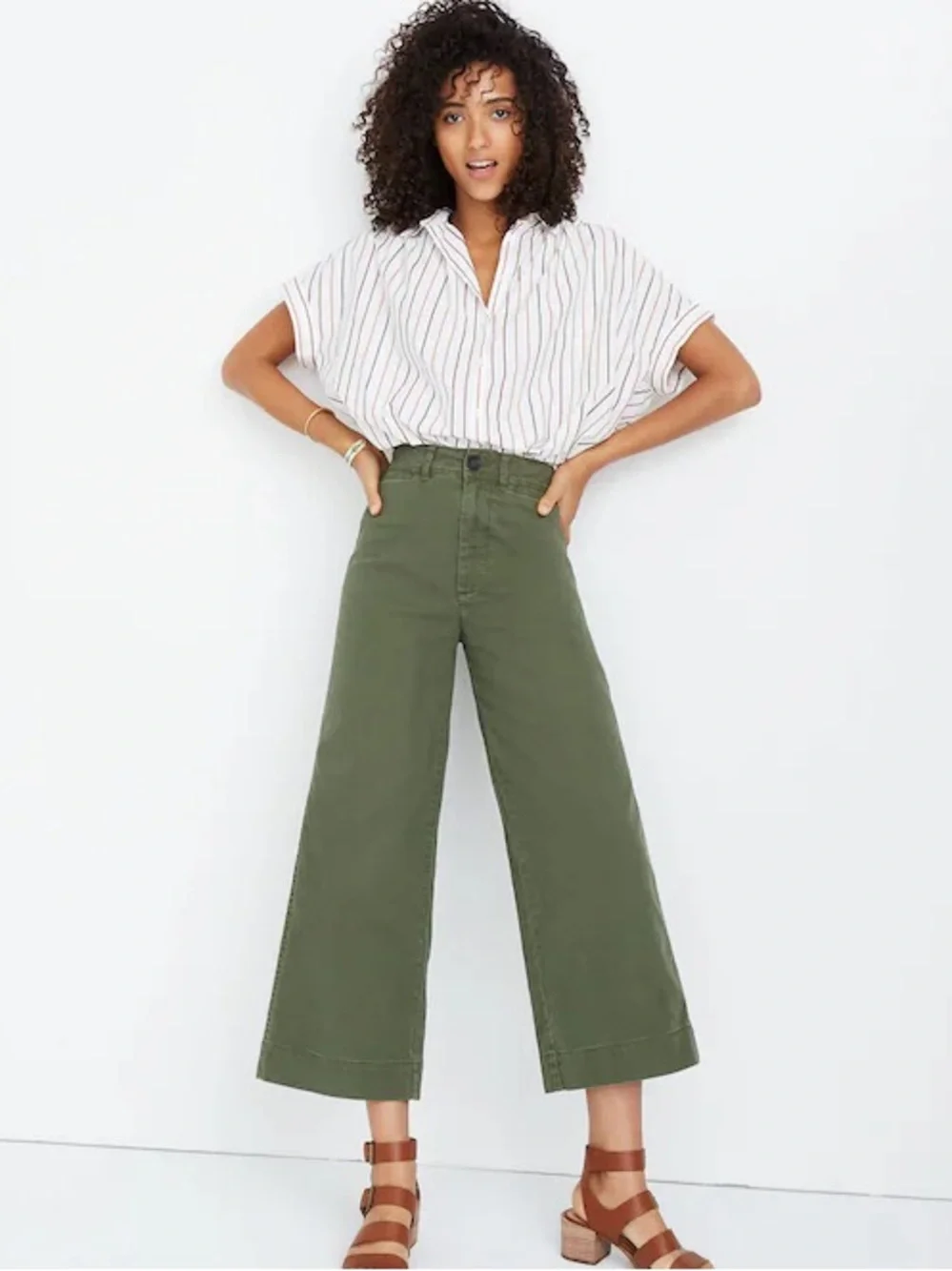 Madewell Emmett Wide Leg Crop Pants - Olive